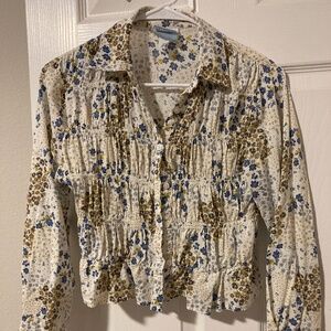 Cottagecore Retro Floral Button Up Blouse